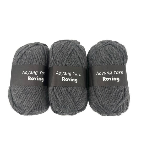Aoyang Wool Yarn Roving 3 100g skeins (total 327 yards) Charcoal Gray New - Picture 1 of 2